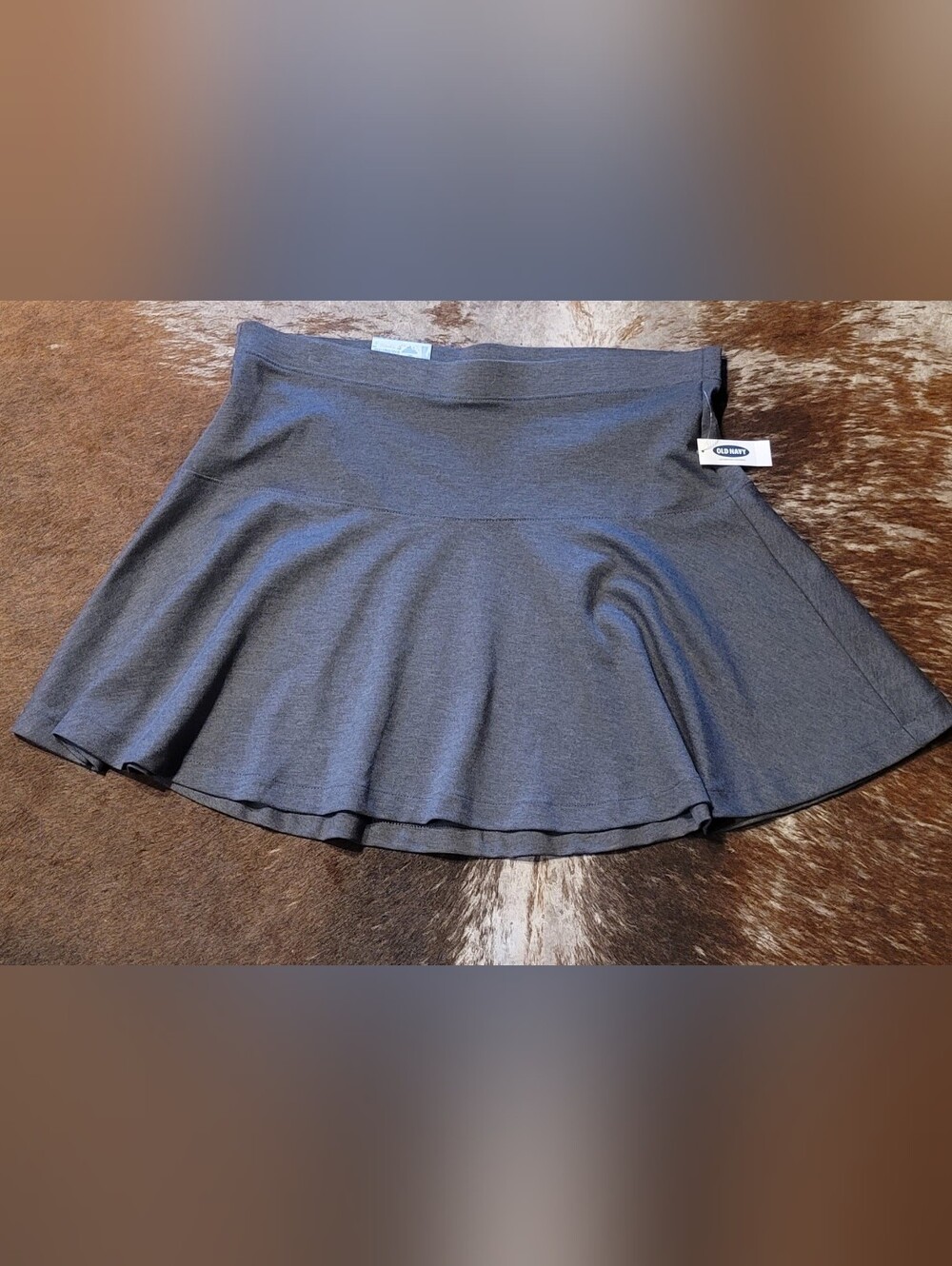 Retro Plus Size Gray Flared Skirt